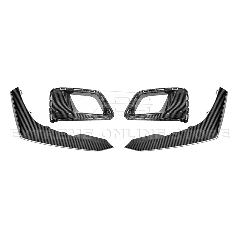 Chevrolet Camaro 6th Gen ZL1 1LE Style Dry Carbon Fiber Front Air Duct Bezels Canard Dive Planes 2017-2024