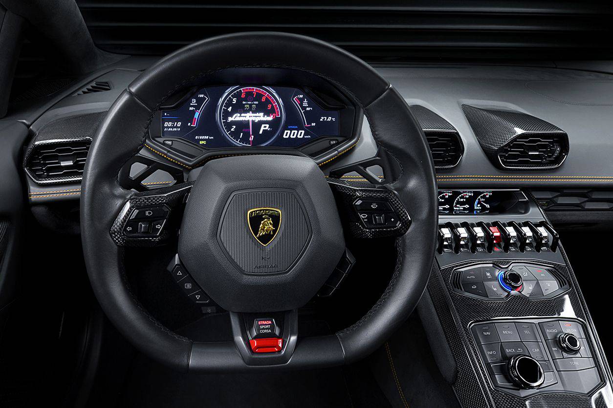 2015-2019 Lamborghini Huracan LP610 & LP580 & EVO OEM Style Autoclave Carbon Fiber Center Steering Wheel Trim - Carbonado