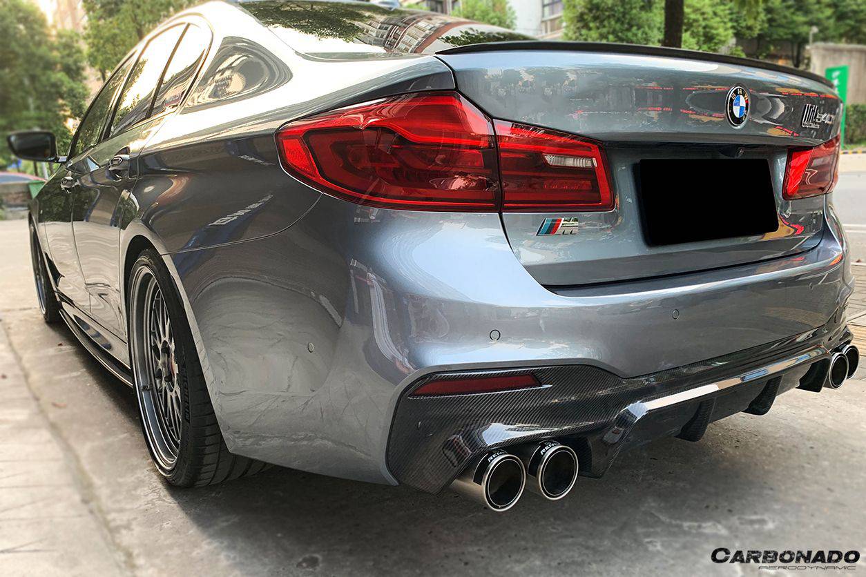 2017-2019 BMW 5 Series G30 G38 M-TECH ECC Style Carbon Fiber Rear Lip - Carbonado