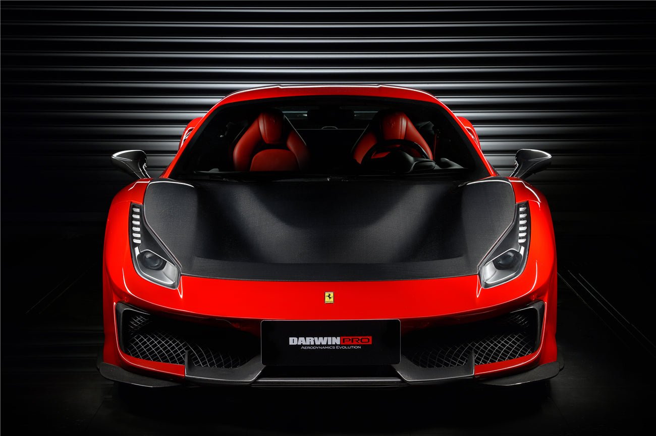 2015 - 2020 Ferrari 488 GTB & Spyder Pista Style Front Bumper Set W/ Hood