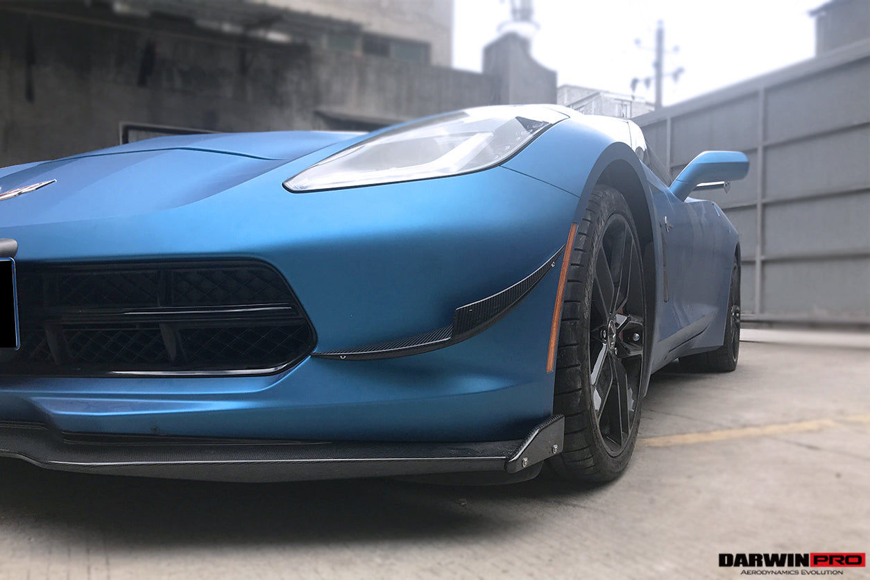 2013 - 2019 Corvette C7 Z51 Z06 Grandsport Carbon Fiber Stage3 Style Front Lip with Stage2 Winglets