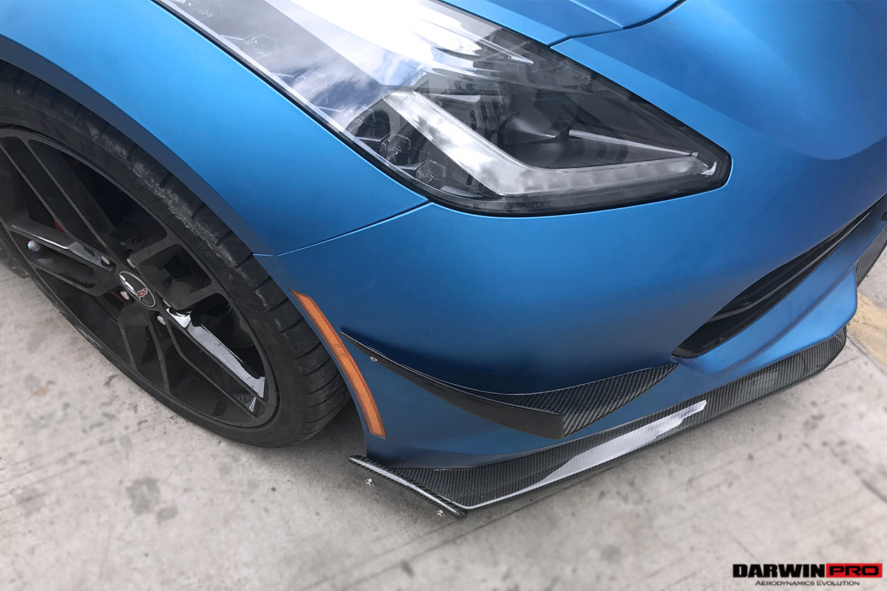 2013 - 2019 Corvette C7 Z51 Z06 Grandsport Carbon Fiber Stage3 Style Front Lip with Stage2 Winglets
