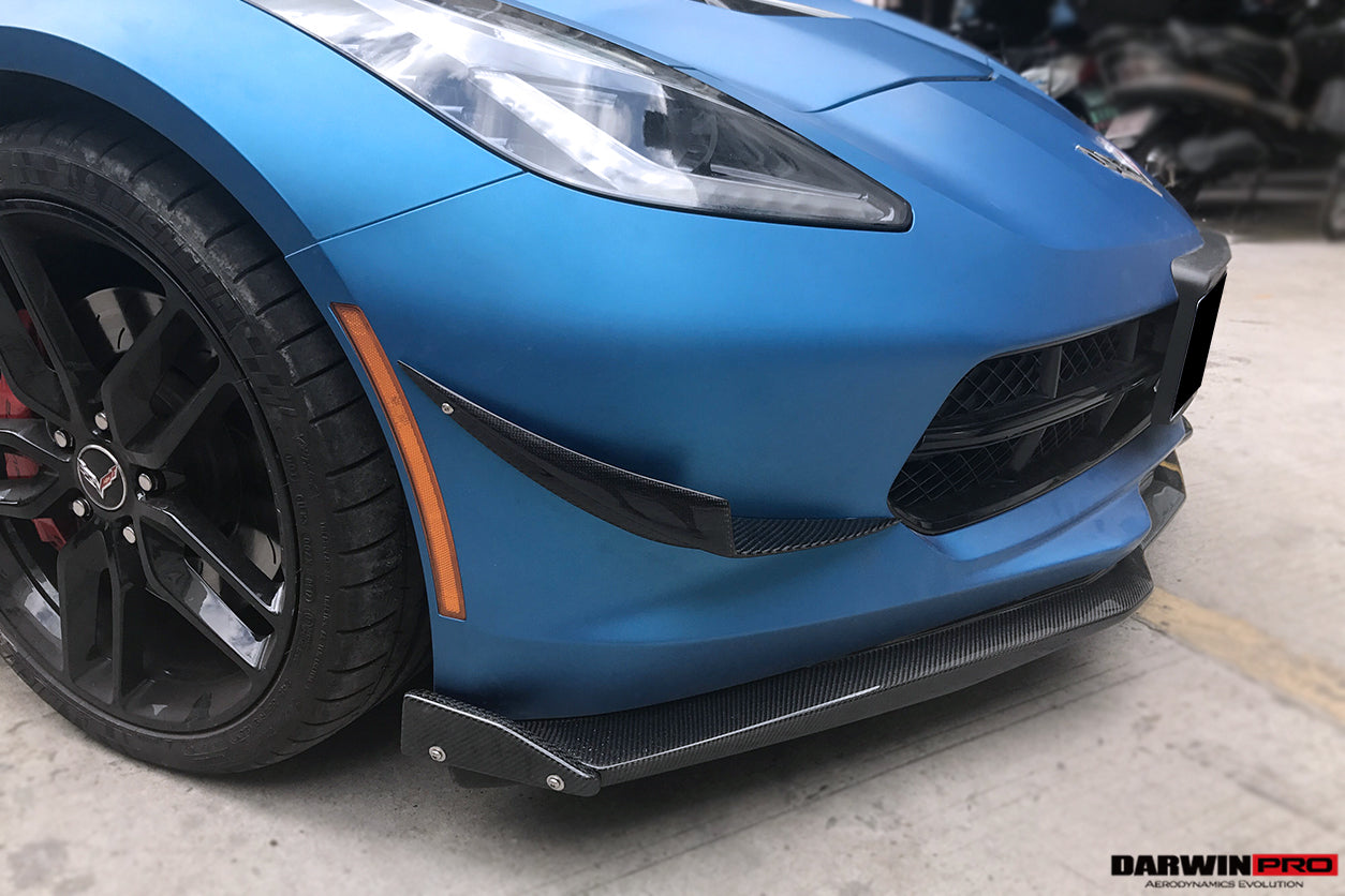 2013 - 2019 Corvette C7 Z51 Z06 Grandsport Carbon Fiber Stage3 Style Front Lip with Stage2 Winglets