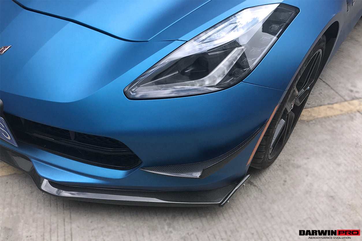 2013 - 2019 Corvette C7 Z51 Z06 Grandsport Carbon Fiber Stage3 Style Front Lip with Stage2 Winglets