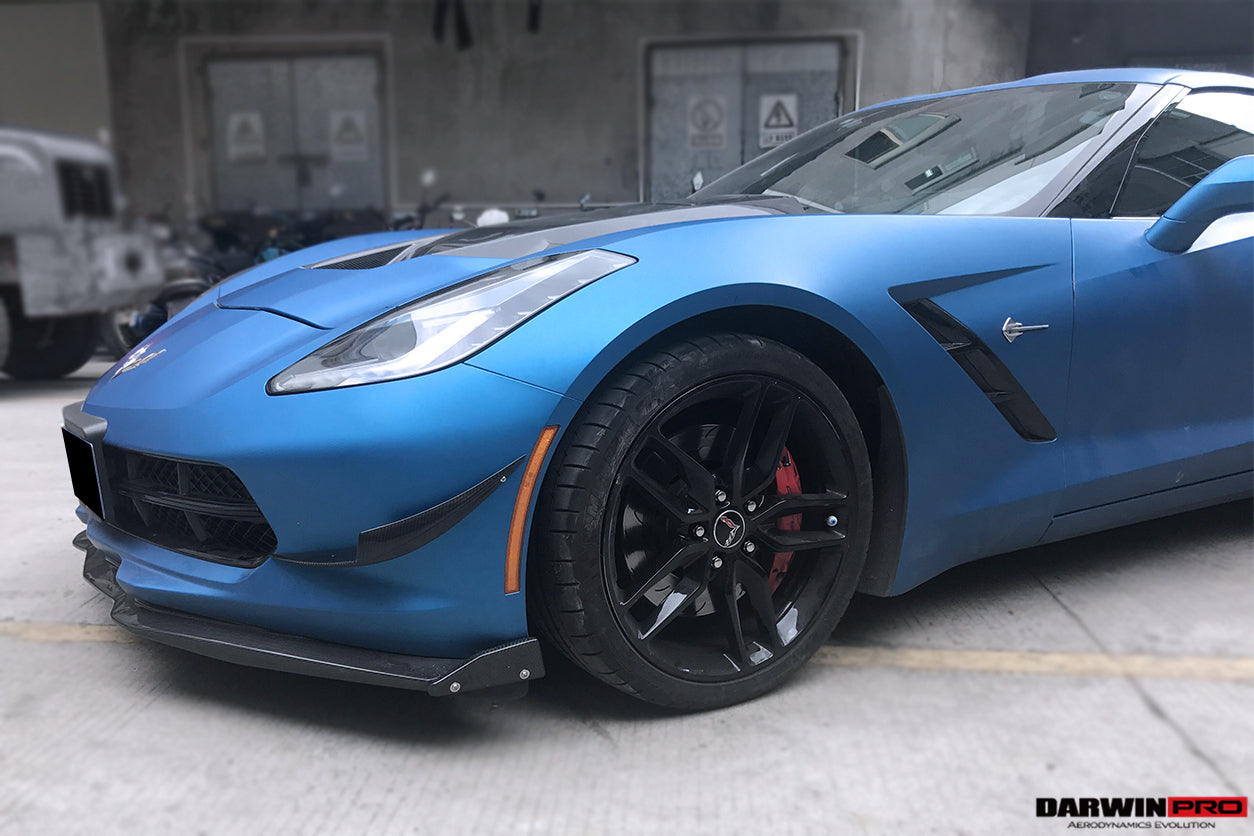 2013 - 2019 Corvette C7 Z51 Z06 Grandsport Carbon Fiber Stage3 Style Front Lip with Stage2 Winglets