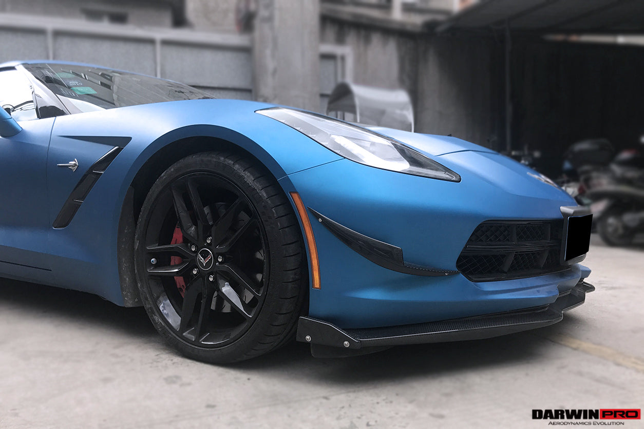 2013 - 2019 Corvette C7 Z51 Z06 Grandsport Carbon Fiber Stage3 Style Front Lip with Stage2 Winglets
