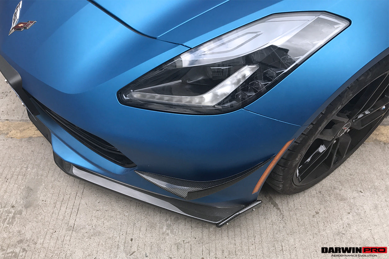 2013 - 2019 Corvette C7 Z51 Z06 Grandsport Carbon Fiber Stage3 Style Front Lip with Stage2 Winglets