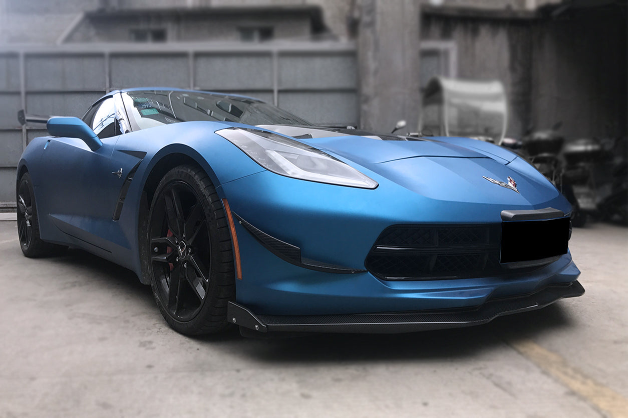2013 - 2019 Corvette C7 Z51 Z06 Grandsport Carbon Fiber Stage3 Style Front Lip with Stage2 Winglets