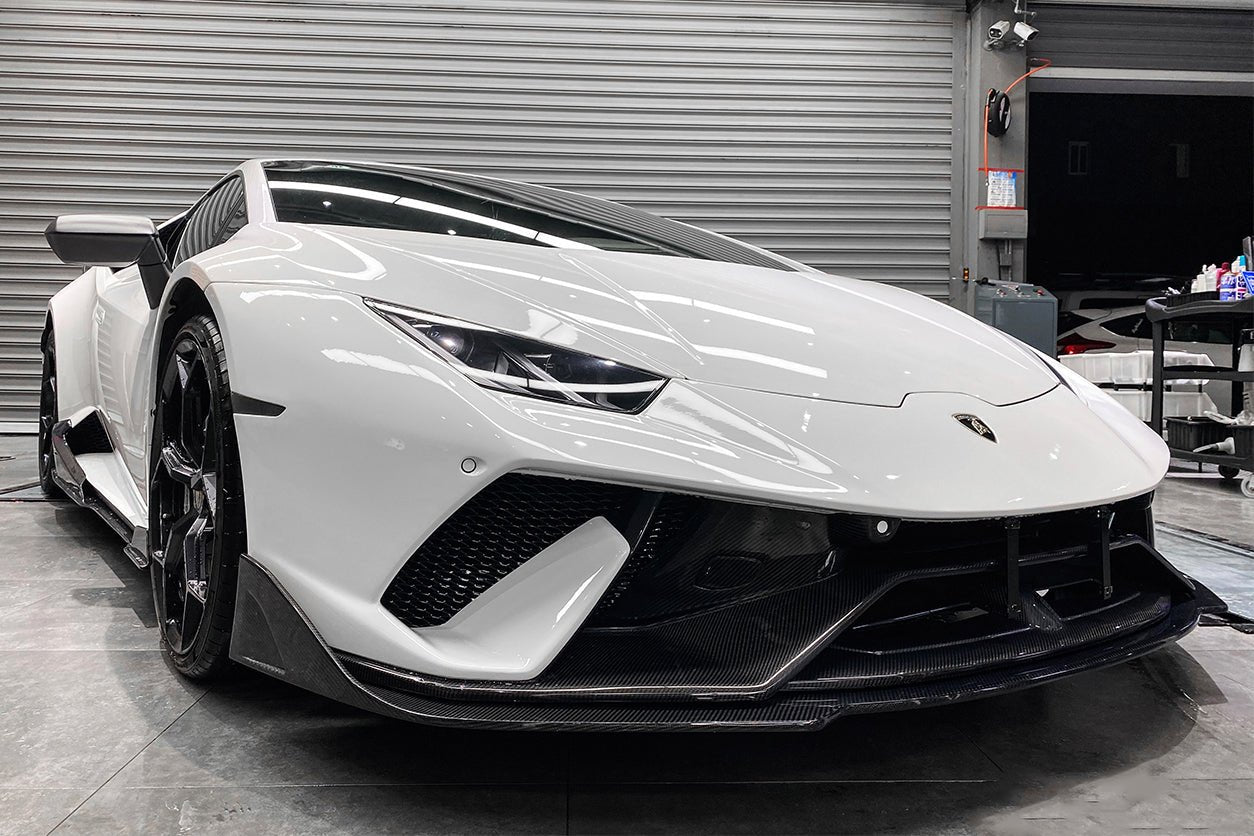2015-2025 Lamborghini Huracan LP610 & LP580 & EVO & Tecnica BKSS Style Partial Carbon Front Bumper with Lip - DarwinPRO Aerodynamics