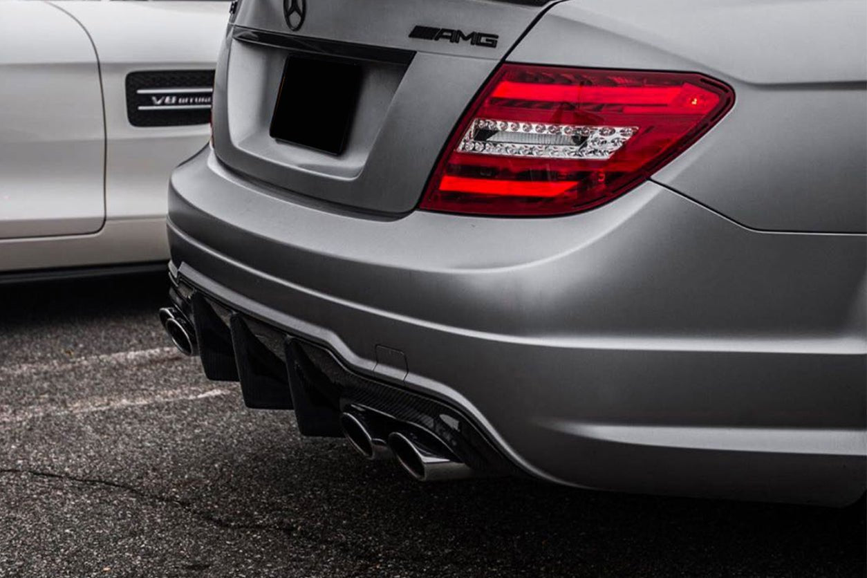 2012 - 2014 Mercedes Benz W204 C63 AMG RZ Style Carbon Fiber Rear Lip