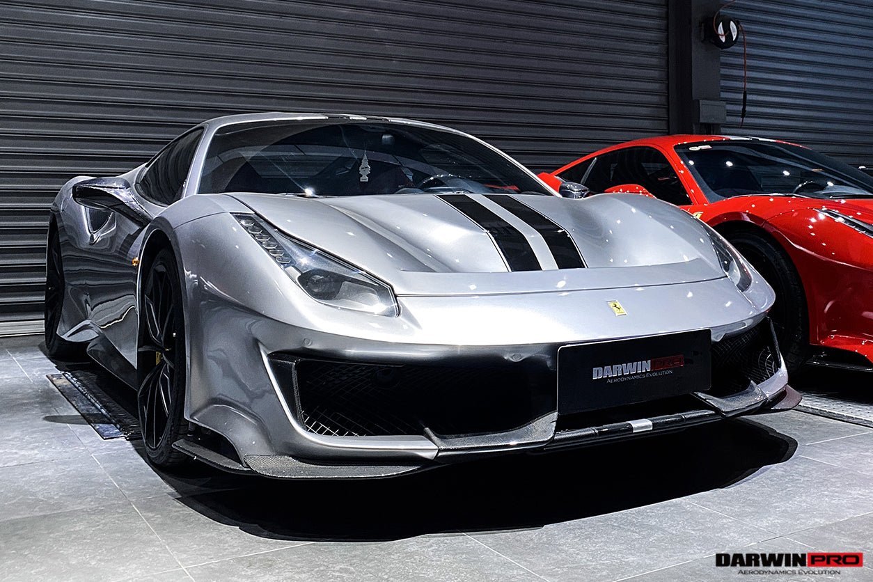 2015 - 2020 Ferrari 488 GTB & Spyder Pista Style Front Bumper Set W/ Hood