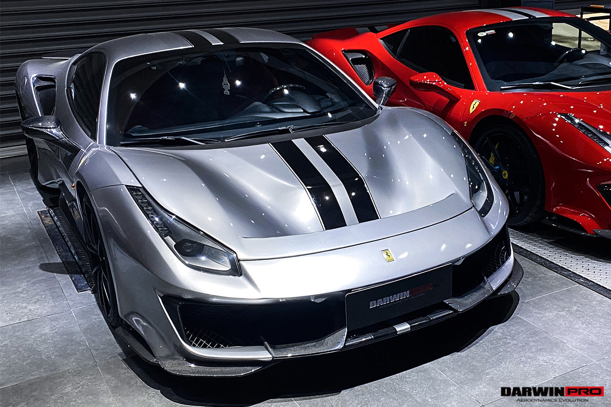 2015 - 2020 Ferrari 488 GTB & Spyder Pista Style Front Bumper Set W/ Hood