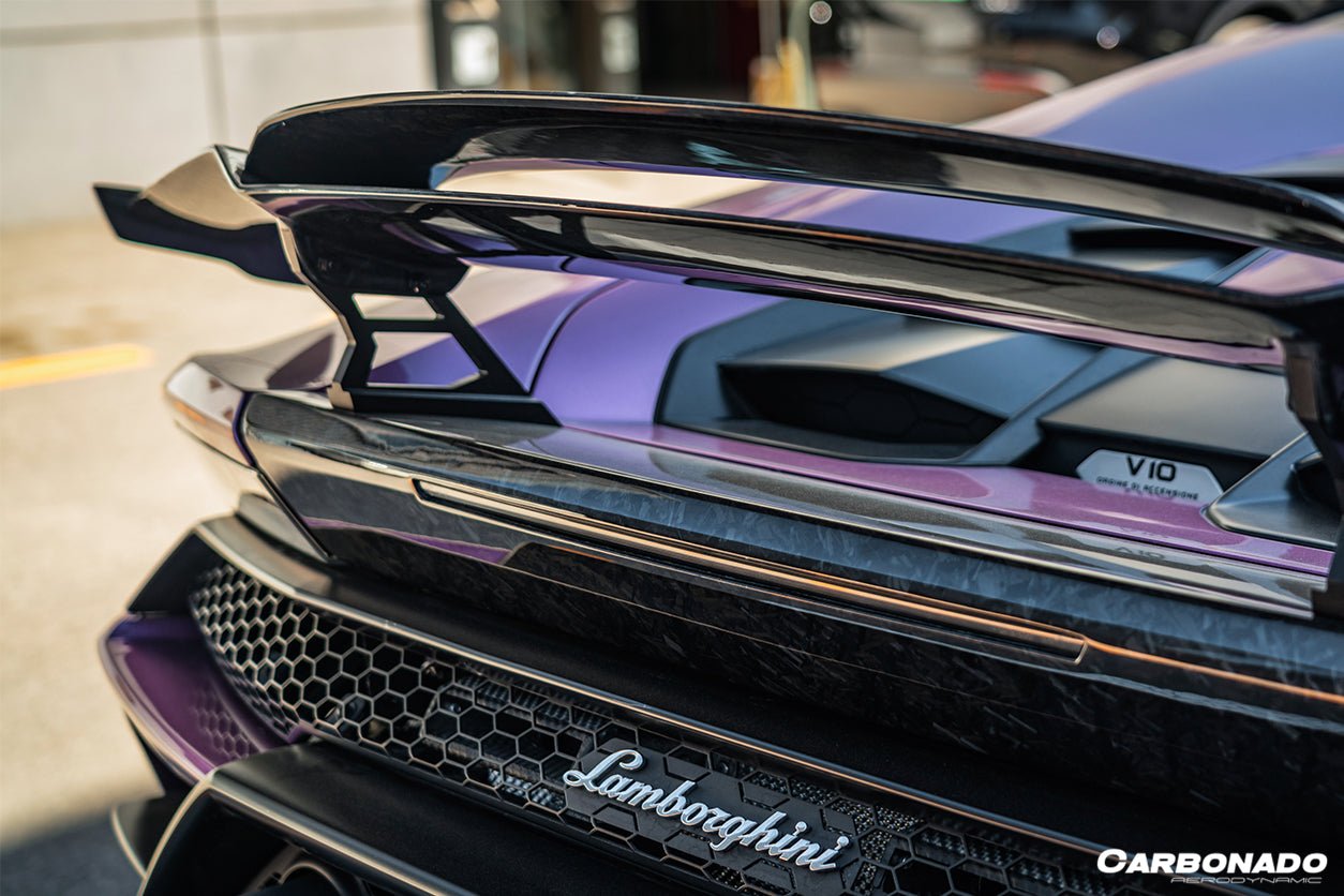 2015 - 2025 Lamborghini Huracan LP610 & LP580 & EVO & Tecnica MD Style Carbon Fiber Trunk Spoiler with Base