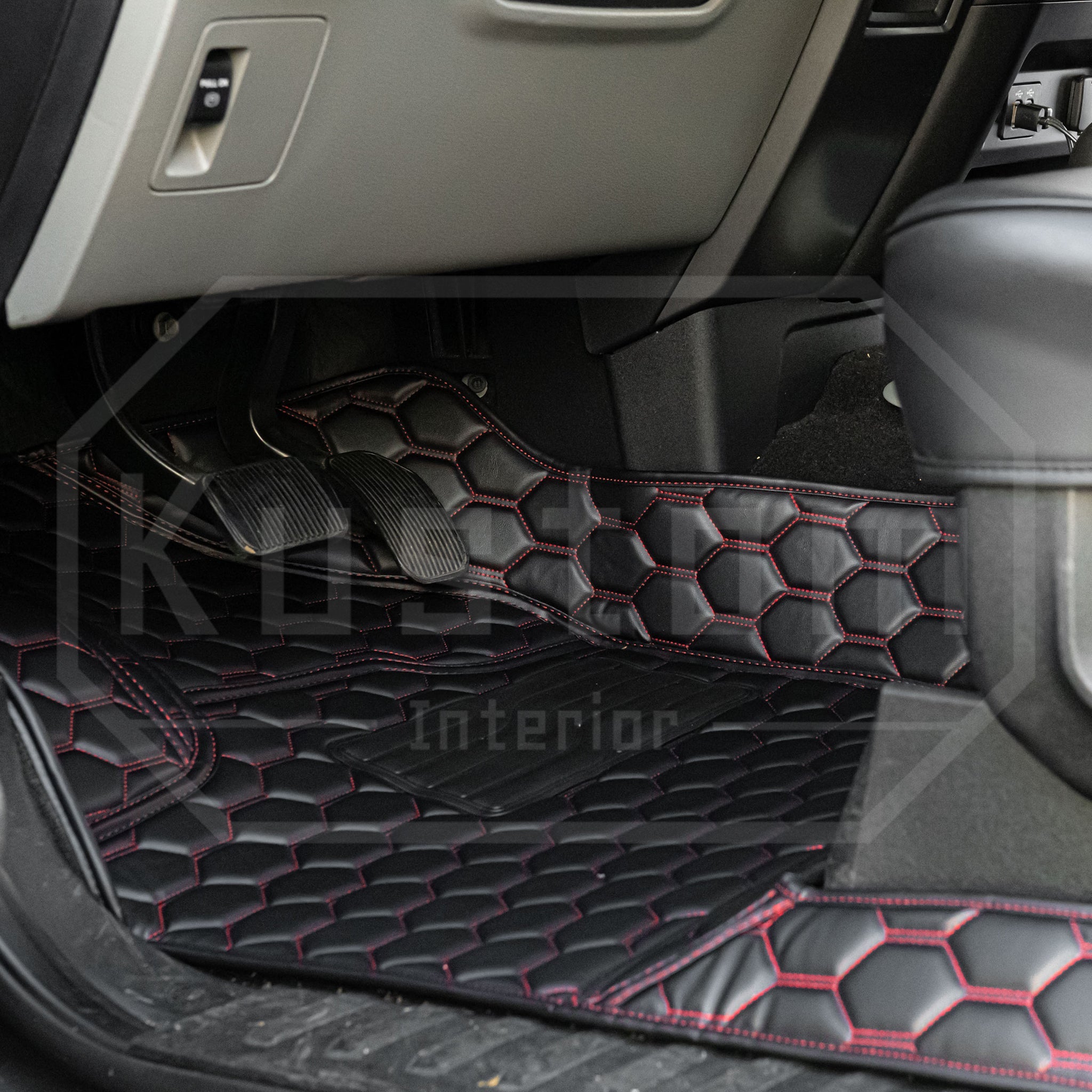 2015 - 2025 Ford F-150 Premium Honeycomb Leather Floor Mat Liners