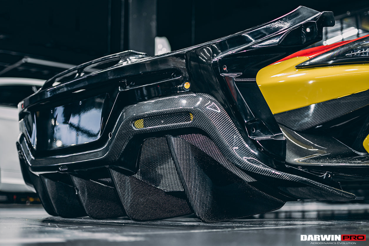 2015 - 2020 McLaren 540C & 570S & 570GT 600LT-Style Partial Carbon Fiber Rear Bumper with Diffuser  and Trunk Spoiler and Engine Trunk and Exhaust