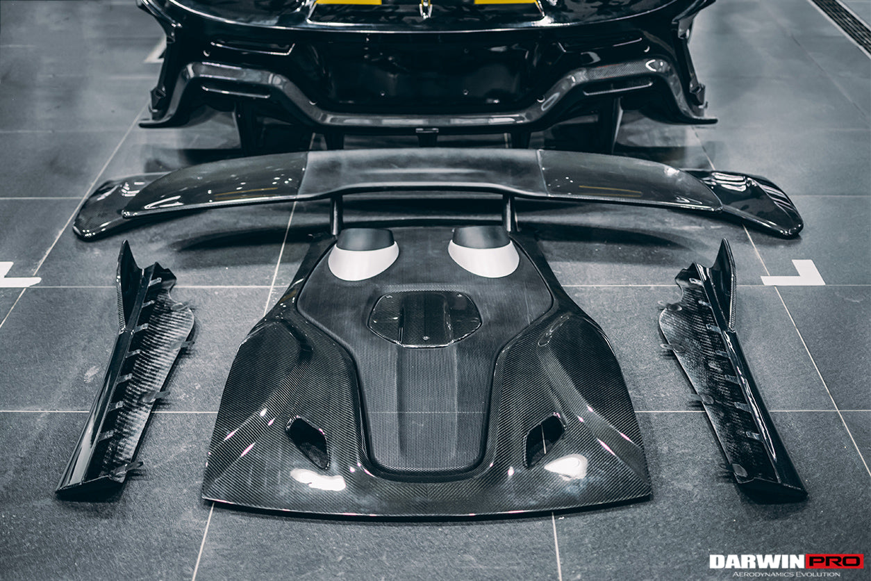 2015 - 2020 McLaren 540C & 570S & 570GT 600LT-Style Partial Carbon Fiber Rear Bumper with Diffuser  and Trunk Spoiler and Engine Trunk and Exhaust