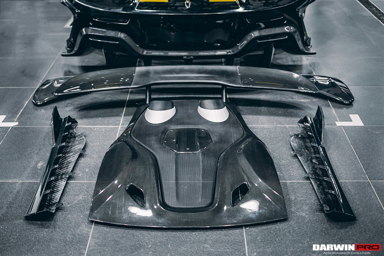 2015 - 2020 McLaren 540C & 570S & 570GT 600LT-Style Partial Carbon Fiber Rear Bumper with Diffuser and Trunk Spoiler and Engine Trunk and Exhaust