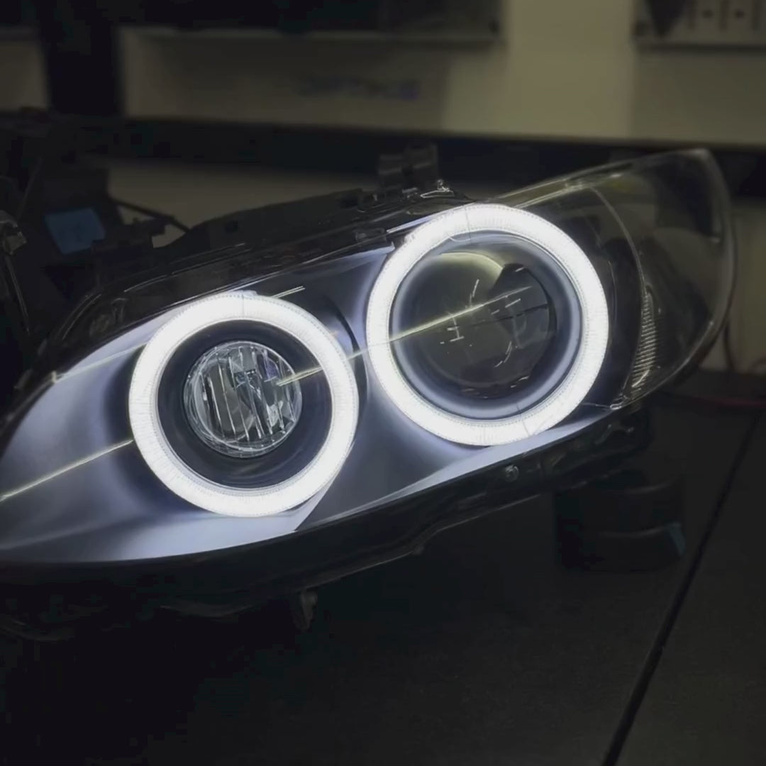 PRE-BUILT E9X M3 (E90, E92, E93) 3 Series Coupe Convertible (E92, E93) CSL Yellow/White Round Ring Headlights