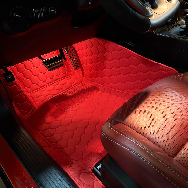2015 - 2025 Dodge Charger Honeycomb Leather Floor Mat