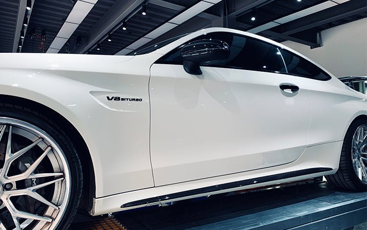 2015 - 2021 Mercedes Benz W205 C63 & S AMG Coupe Carbon Fiber Side Skirts Extension