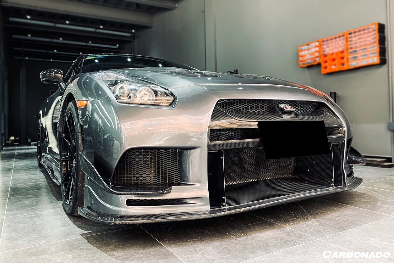 2008 - 2022 Nissan GTR R35 CBA/DBA TPR Style Partial Carbon Fiber Front Bumper