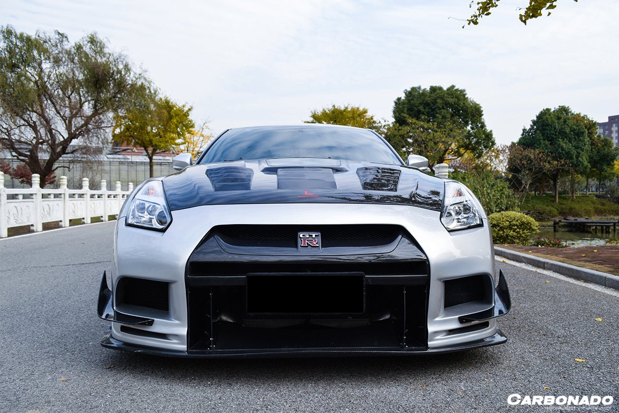 2008 - 2022 Nissan GTR R35 CBA/DBA TPR Style Partial Carbon Fiber Front Bumper