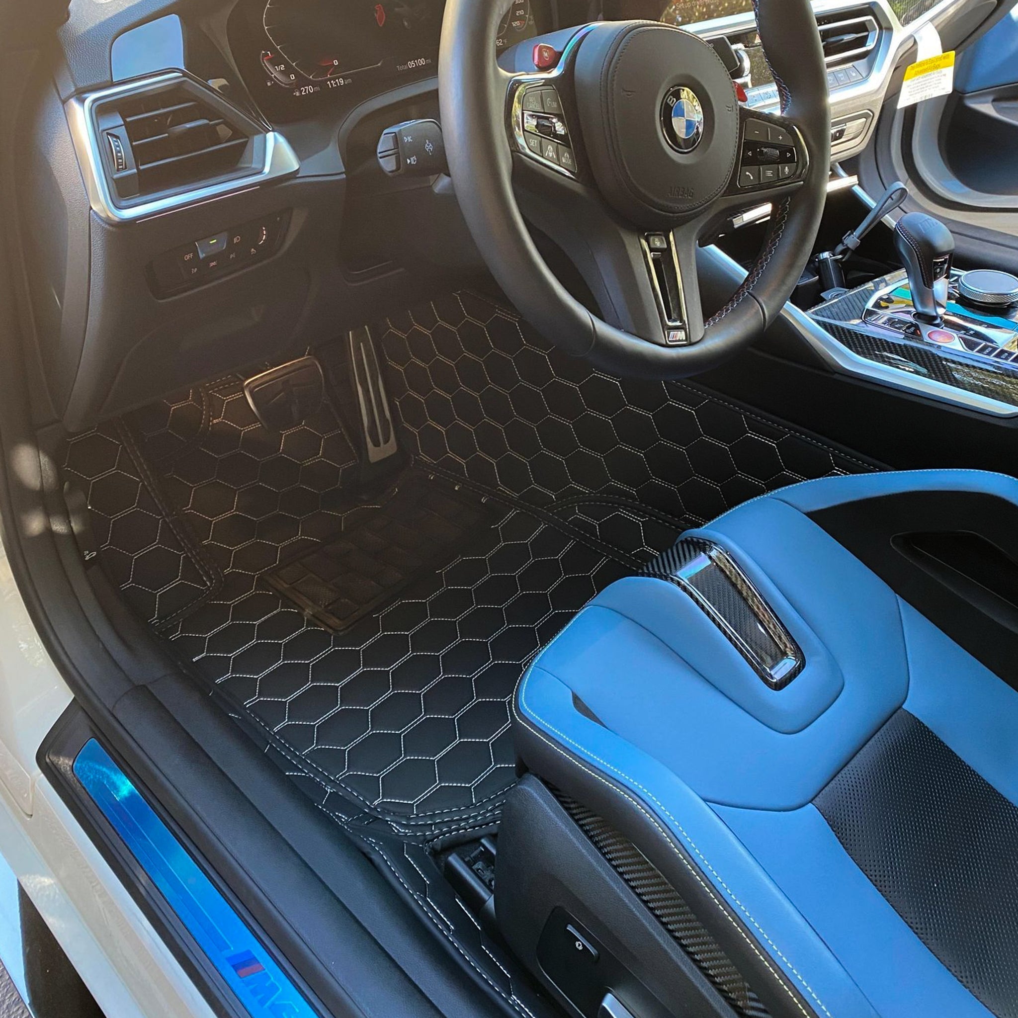 2021-bmw-g82-m4-g80-m3-premium-honeycomb-leather-floor-mat-linersG82 M4