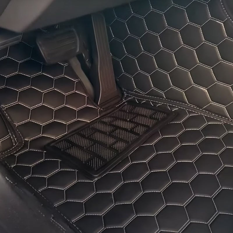 5th-gen-camaro-premium-honeycomb-leather-floor-mat-linersBlack W/ White Stitching