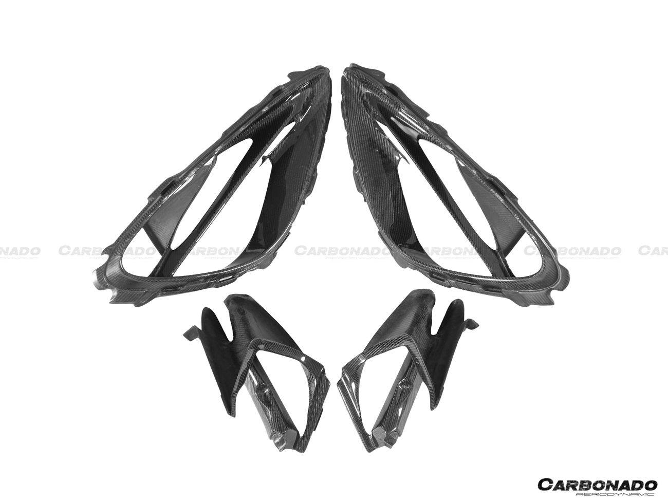 McLaren 720S P14 OEM Style Dry Carbon Fiber Headlight Inserts Trim Replacement 2017-2022